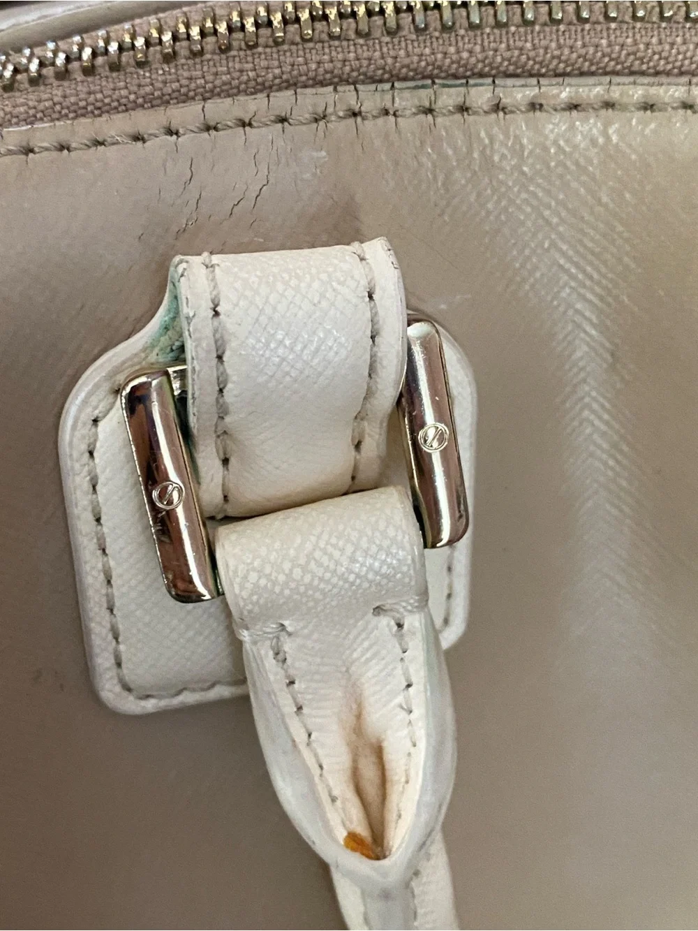 Tory Burch Taupe with Cream Trim Leather Satchel